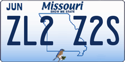 MO license plate ZL2Z2S