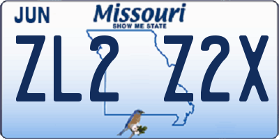 MO license plate ZL2Z2X