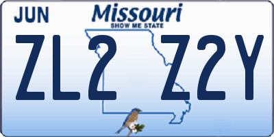 MO license plate ZL2Z2Y