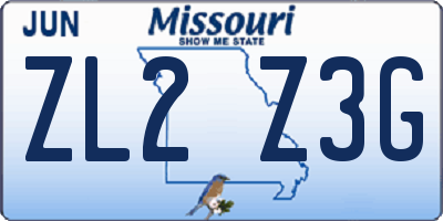 MO license plate ZL2Z3G