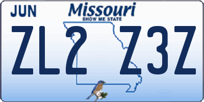 MO license plate ZL2Z3Z