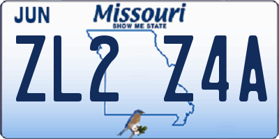 MO license plate ZL2Z4A