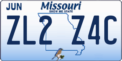 MO license plate ZL2Z4C