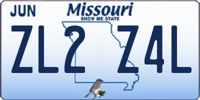 MO license plate ZL2Z4L