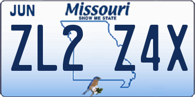 MO license plate ZL2Z4X