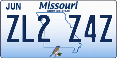 MO license plate ZL2Z4Z