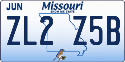 MO license plate ZL2Z5B