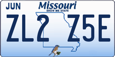 MO license plate ZL2Z5E