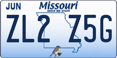 MO license plate ZL2Z5G