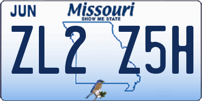 MO license plate ZL2Z5H