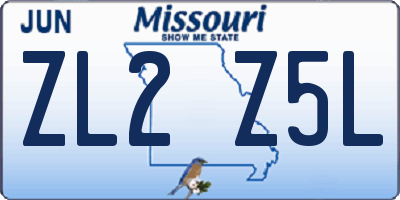 MO license plate ZL2Z5L