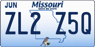 MO license plate ZL2Z5Q
