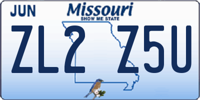 MO license plate ZL2Z5U