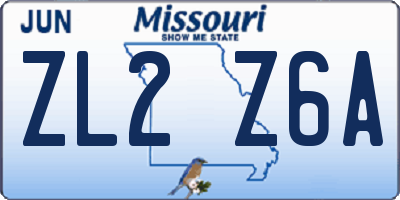 MO license plate ZL2Z6A