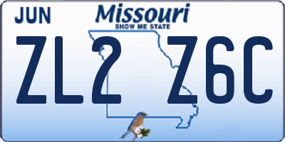 MO license plate ZL2Z6C