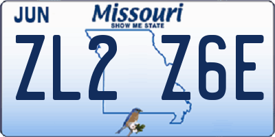 MO license plate ZL2Z6E