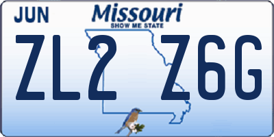 MO license plate ZL2Z6G