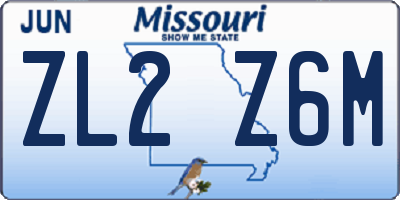 MO license plate ZL2Z6M