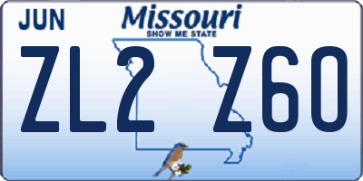 MO license plate ZL2Z6O