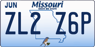 MO license plate ZL2Z6P