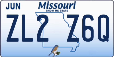 MO license plate ZL2Z6Q