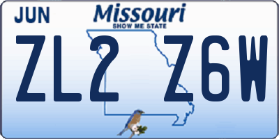 MO license plate ZL2Z6W