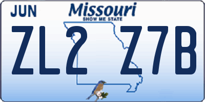 MO license plate ZL2Z7B
