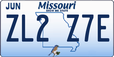 MO license plate ZL2Z7E