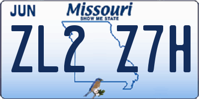 MO license plate ZL2Z7H