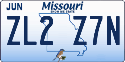MO license plate ZL2Z7N