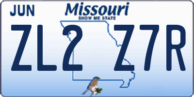 MO license plate ZL2Z7R