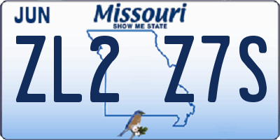 MO license plate ZL2Z7S