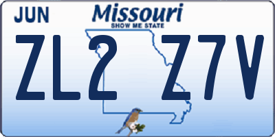MO license plate ZL2Z7V