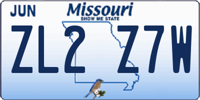 MO license plate ZL2Z7W