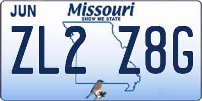 MO license plate ZL2Z8G