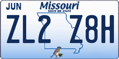 MO license plate ZL2Z8H