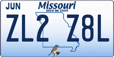 MO license plate ZL2Z8L