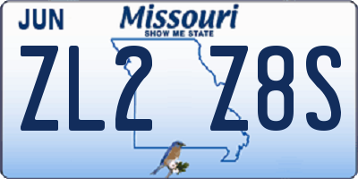 MO license plate ZL2Z8S