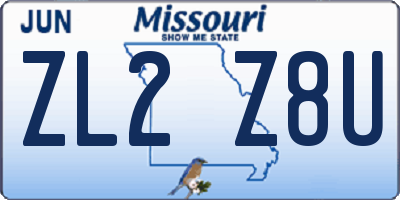 MO license plate ZL2Z8U