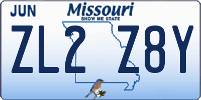 MO license plate ZL2Z8Y