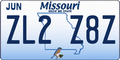 MO license plate ZL2Z8Z