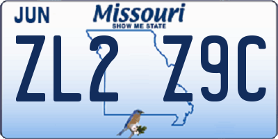 MO license plate ZL2Z9C