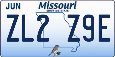 MO license plate ZL2Z9E