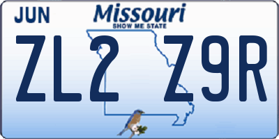 MO license plate ZL2Z9R