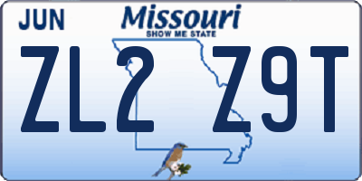 MO license plate ZL2Z9T