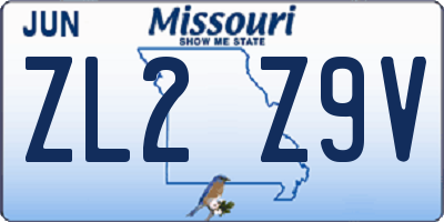 MO license plate ZL2Z9V