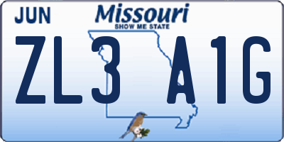 MO license plate ZL3A1G