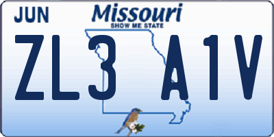 MO license plate ZL3A1V
