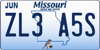 MO license plate ZL3A5S