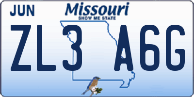 MO license plate ZL3A6G